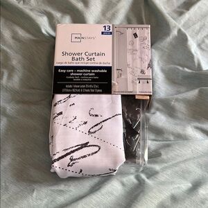 Mainstays Black and White Shower Curtain Bath Set